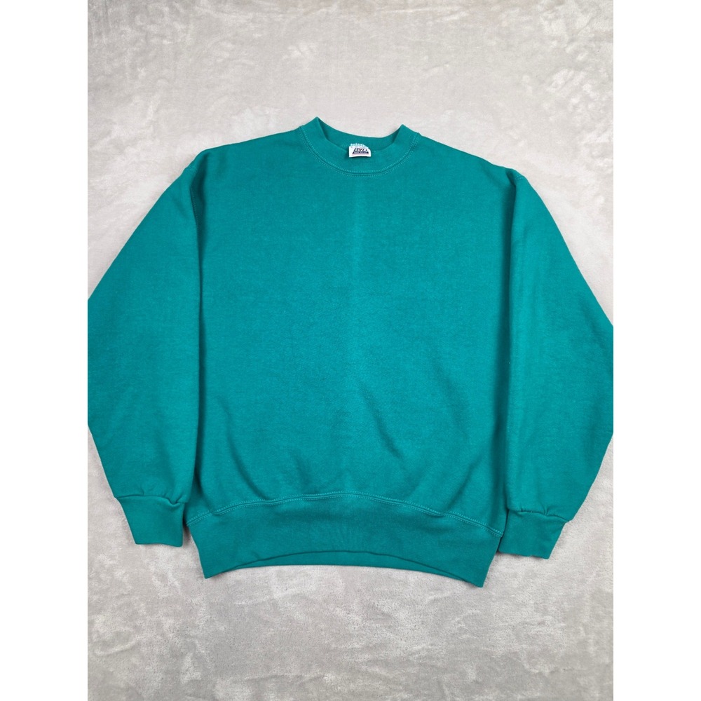 Vintage BVD Sweatshirt Mens L Fit M Teal Vintage USA Made Blank Crewneck *Read